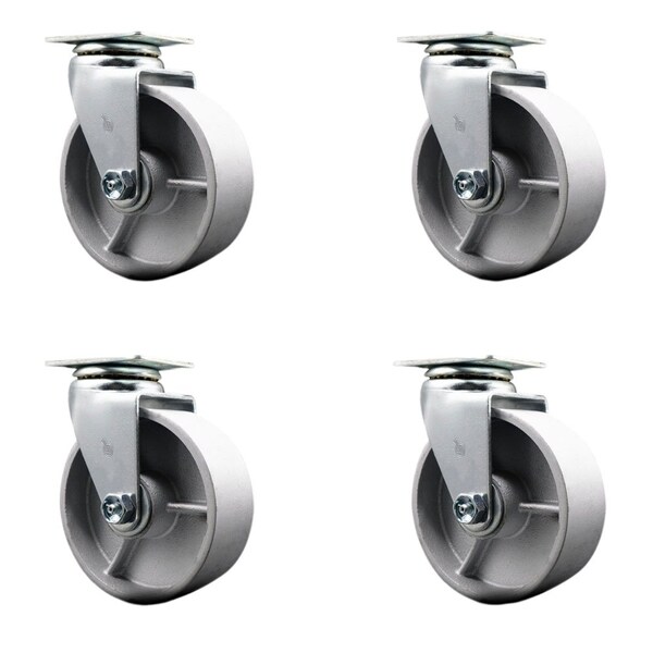5'' Semi Steel Cast Iron Wheel Swivel Caster Set with Bronze Bearings, 4PK